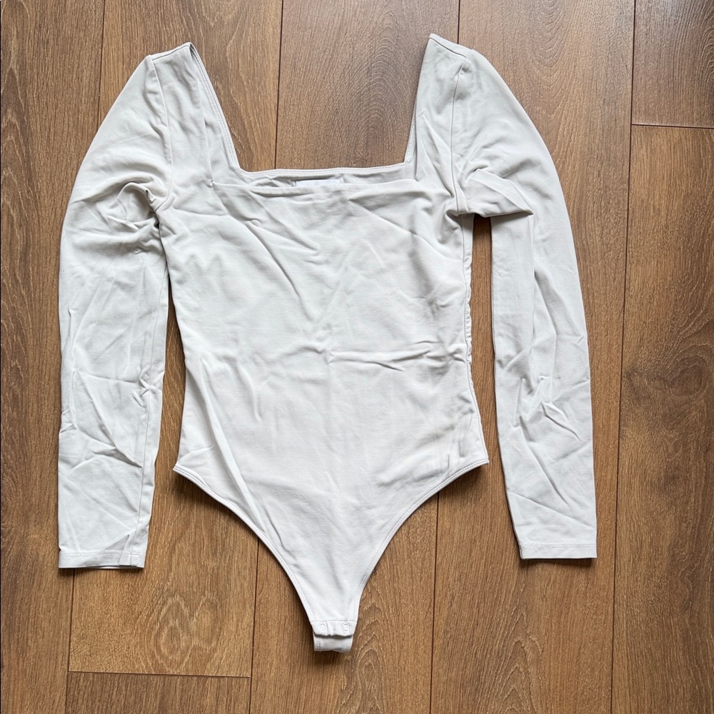 Babaton White Long Sleeve Bodysuit